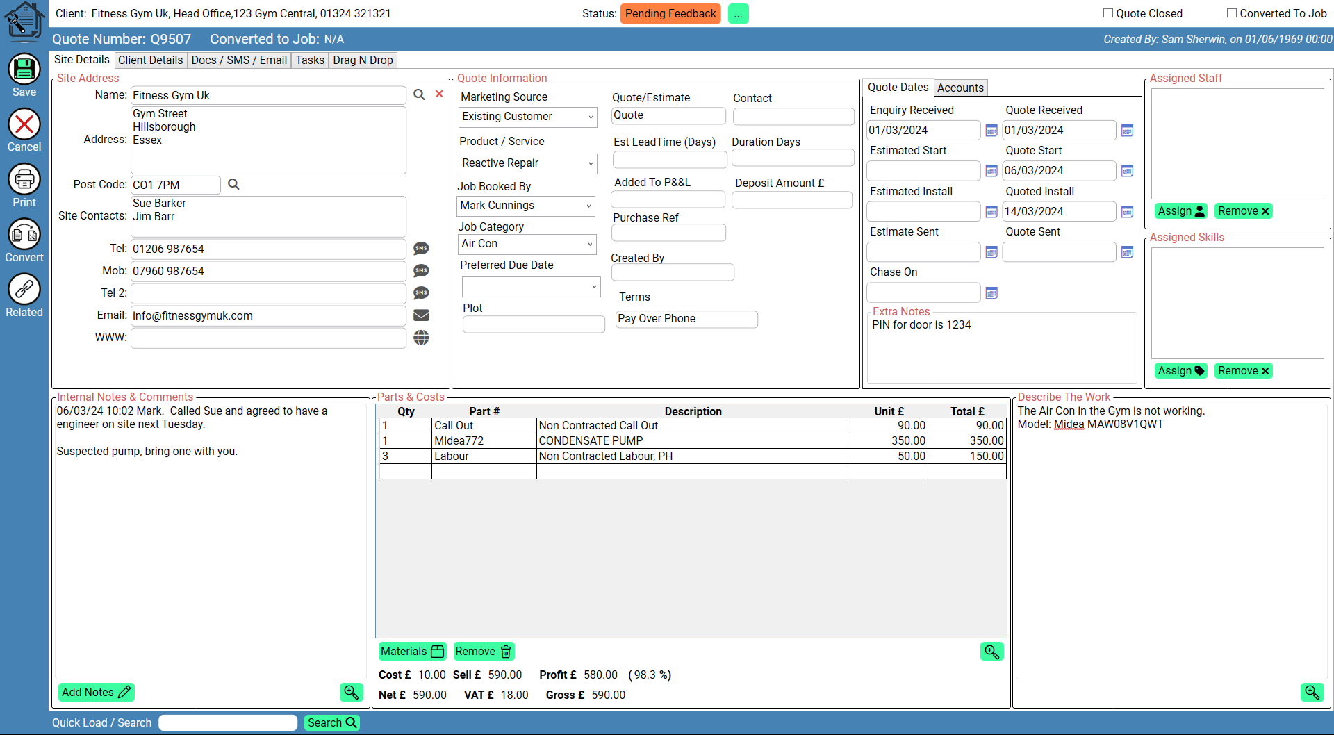 Job Tracker is built with flexibility in mind. 
                    The quote screen allows you to edit the field labels, 
                    enabling you to capture data that's relevant to your business. 