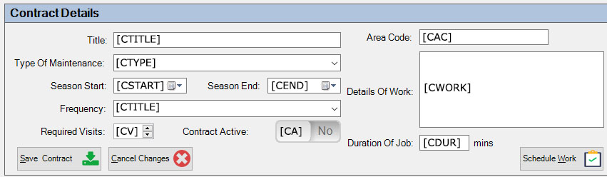 Contract Field Codes